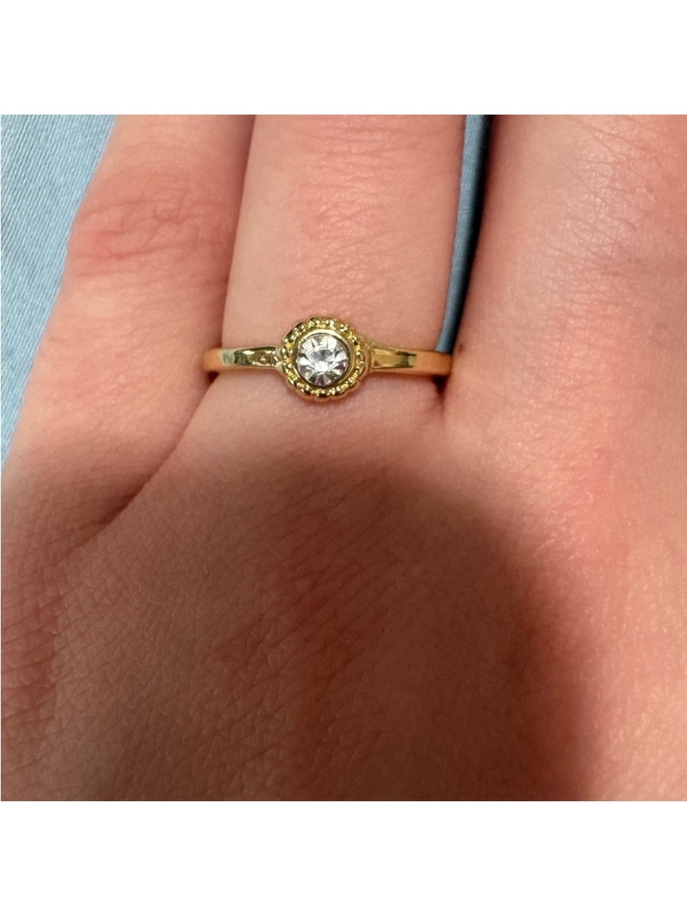 3 for $14 Gold Halo Solitaire Ring with Clear Stone -Women's Jewelry size 7